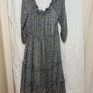 Anthropologie Ruffle Neck Maxi Dress